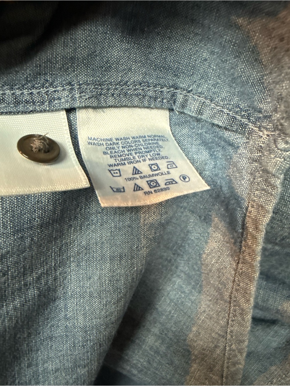 Lands' End Chambray Button-Front Shirt - Blue - Picture 4 of 5